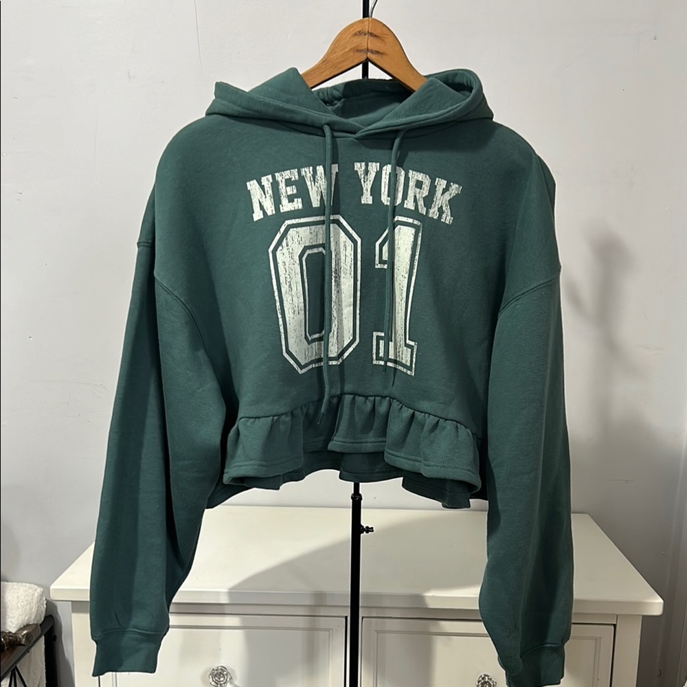 Multicolored Long Sleeve Cropped Hoodie